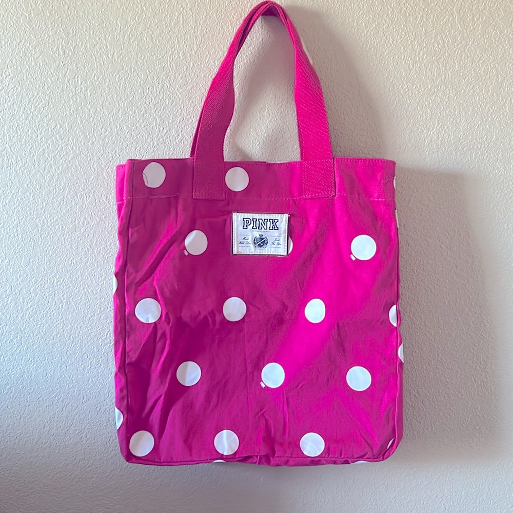 *SOLD* PINK Polka Dot Vintage Tote Bag NWT Victoria Secret Y2K - Picture 1 of 5